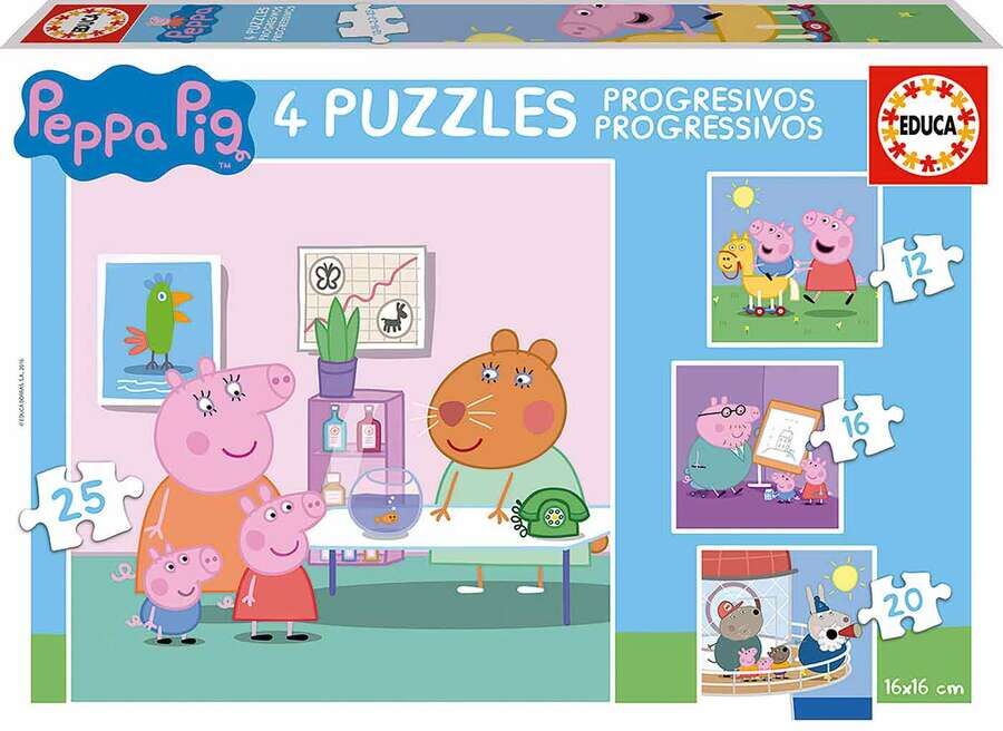 Educa Borras Puzles Progresivos 12-20-25-25 Peppa Pig