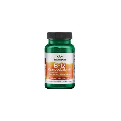 Swanson Vitamina B-12 Cianocobalamina - 1000 mcg - 90 comprimidos Swanson Vitamina B-12 Cianocobalamina - 1000 mcg - 90 comprimidos