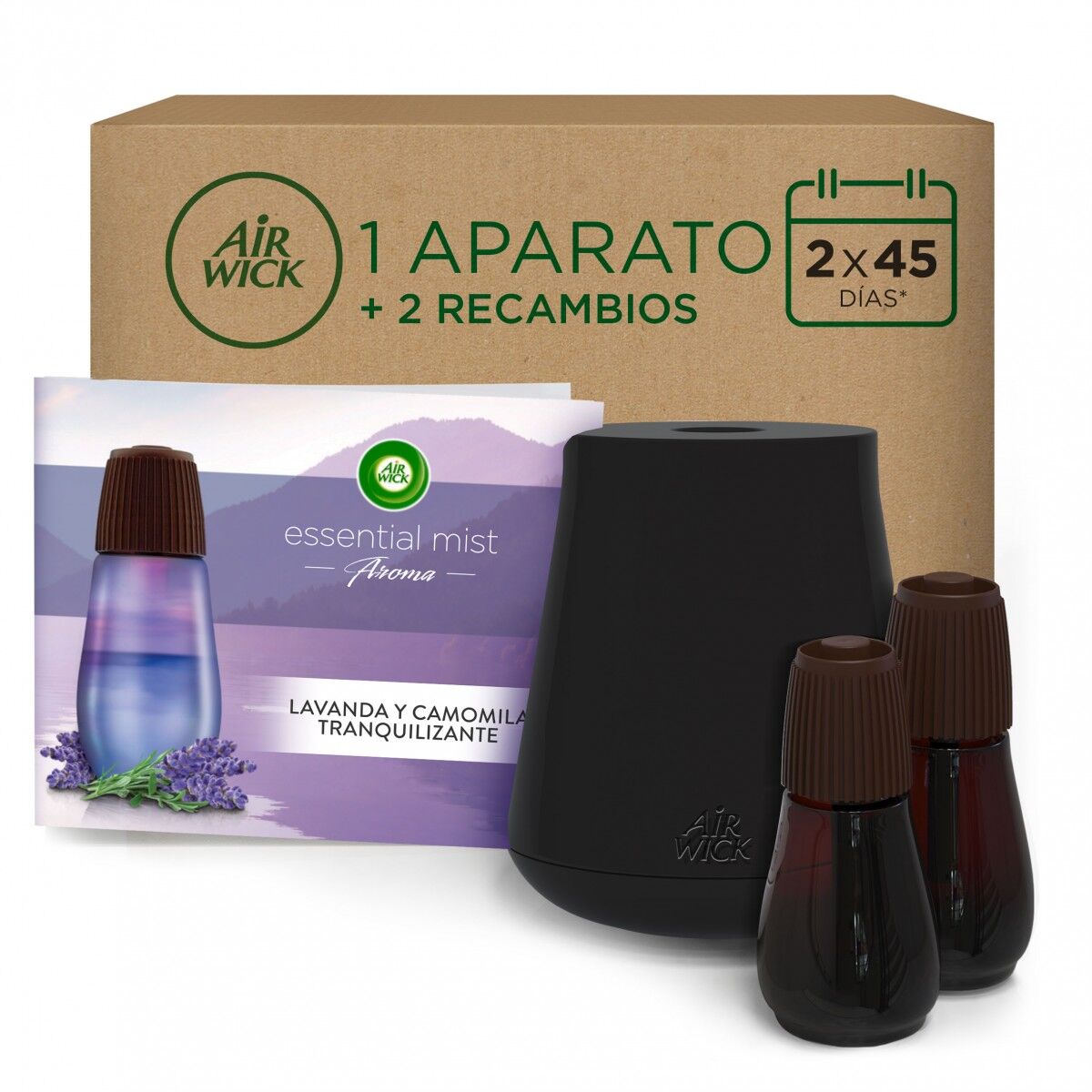 Air Wick Ambientador Essential Mist Difusor Aroma Lavanda 1 Aparato + 2 Recambios