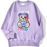 teekossc Cute Puppet Bear Kawaii Male Cotton Clothing All-Math Casual Sweatshirt Oversize Crewneck Hip Hop Tops Creativity Mens Hoodies Purple Xl