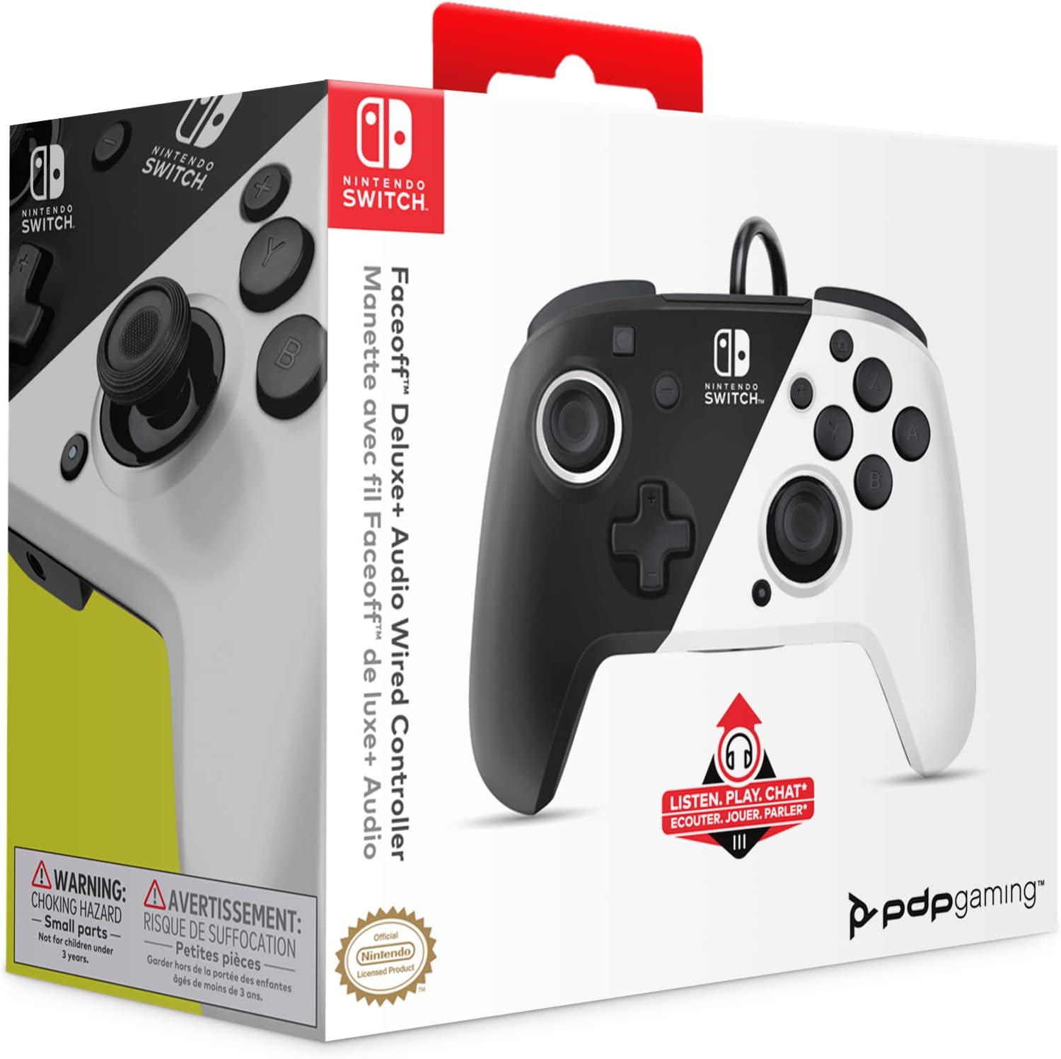 PDP Mando Nintendo Switch Pdp Faceoff Deluxe Audio Wired - Blanco Y Negro - Botones Dobles Traseros Programables