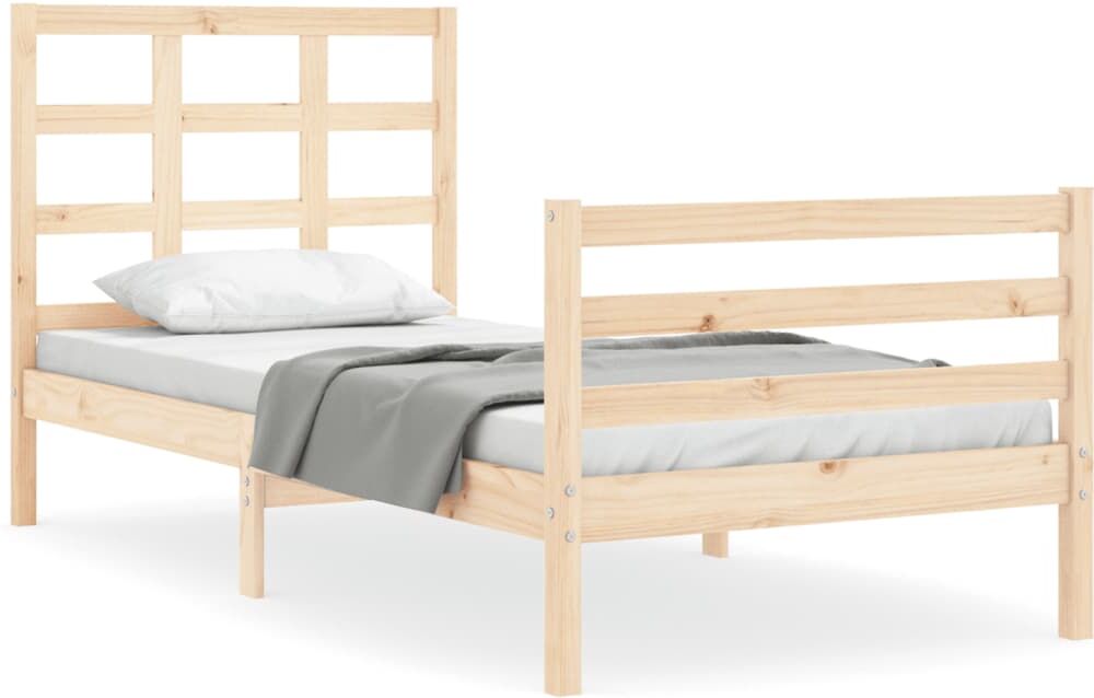 Vidaxl Estructura De Cama Con Cabecero Madera Maciza 90x200 Cm