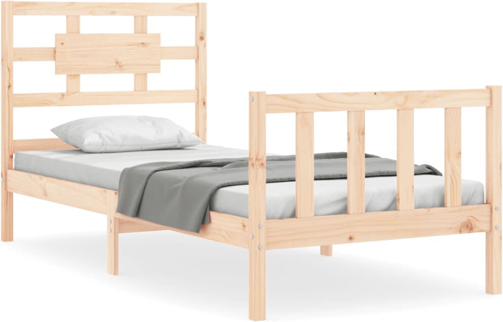 Vidaxl Estructura De Cama Con Cabecero Madera Maciza 90x200 Cm