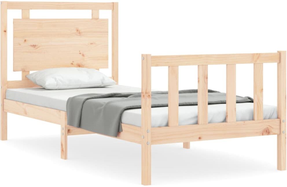 Vidaxl Estructura De Cama Con Cabecero Madera Maciza 90x190 Cm