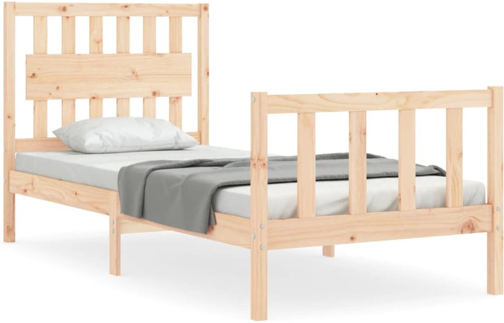 Vidaxl Estructura De Cama Con Cabecero Madera Maciza 90x200 Cm