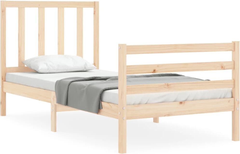 Vidaxl Estructura De Cama Con Cabecero Madera Maciza 90x200 Cm