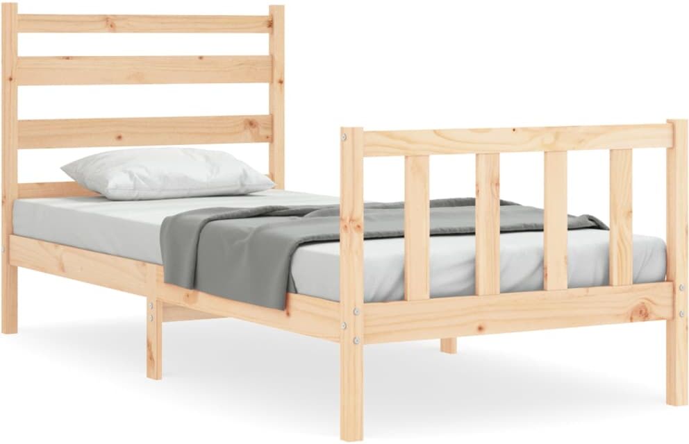 Vidaxl Estructura De Cama Con Cabecero Madera Maciza 90x190 Cm