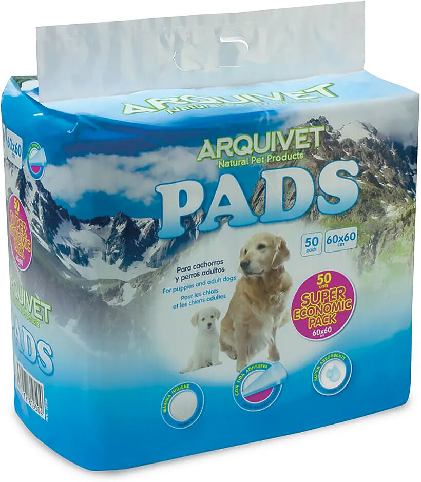 Empapadores Para Perro 60x60 Cm, Pack Ahorro De 50 Unidades, Arquivet, Empapador Para Perros Adultos Y Cachorros