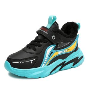 Kids Casual Warm Leather Sneakers Fashion For Boys Girls Lightweight Children Fashion Sports Running Shoes Marine 32