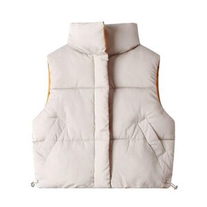 Girls, Boys, Autumn And Winter Thickened Warm Vests, Children'S Stand-Up Collar Cotton Vests Beige 140cm