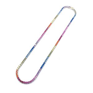 Tennis Chain 925 Sterling Silver 16/18 Inch Sparky Cz Multicolor Necklace For Women Wedding Party Jewelry Gift 16 Inch 40cm