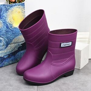 Rubber Boots For Women Rain Shoes Comfort Slip-On Waterproof Galoshes Woman Garden Water Shoes Rubber Rain Boots Purple Eu 37/cn38