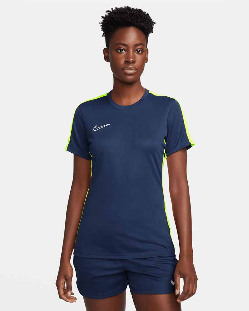 Camiseta de entrenamiento Nike Academy 23 Azul Marino y Amarillo Fluorescente para Mujeres - DR1338-452