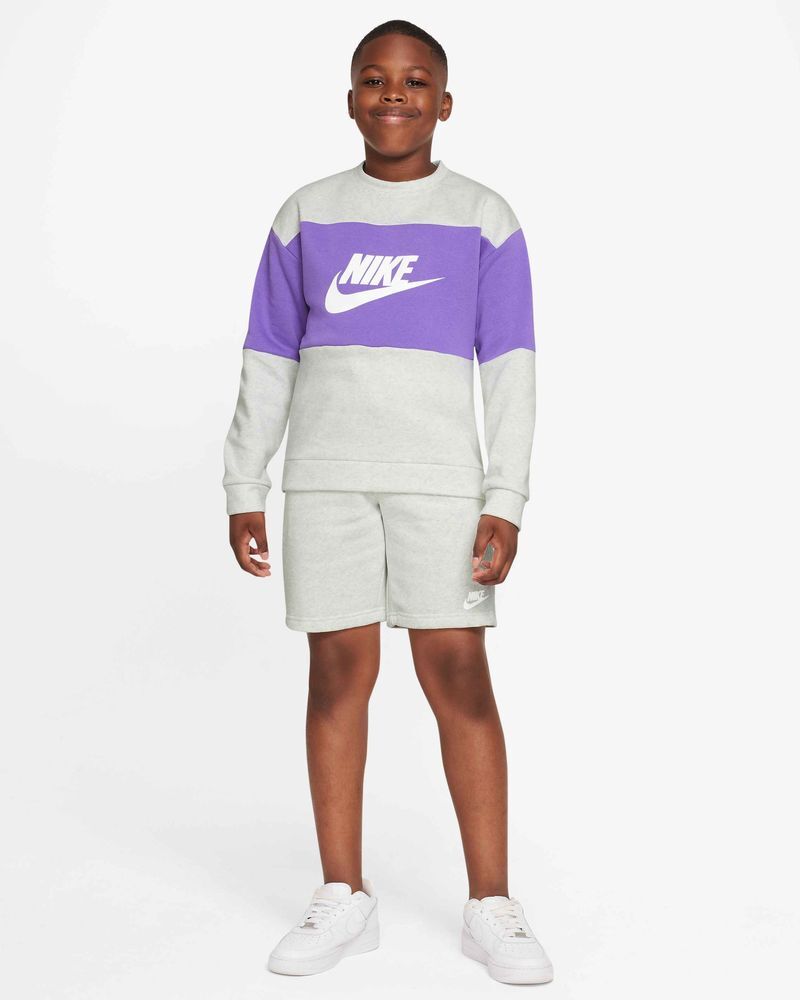 Conjunto de sudadera y pantalón corto Nike Sportswear Gris y Morado para Niño - DO6789-025