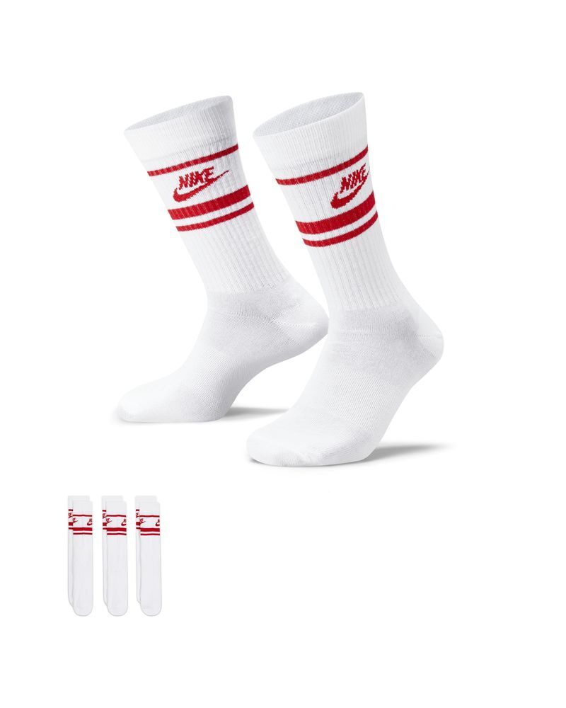 Set de 3 pares de calcetines Nike Sportswear Blanco y Rojo Unisex - DX5089-102