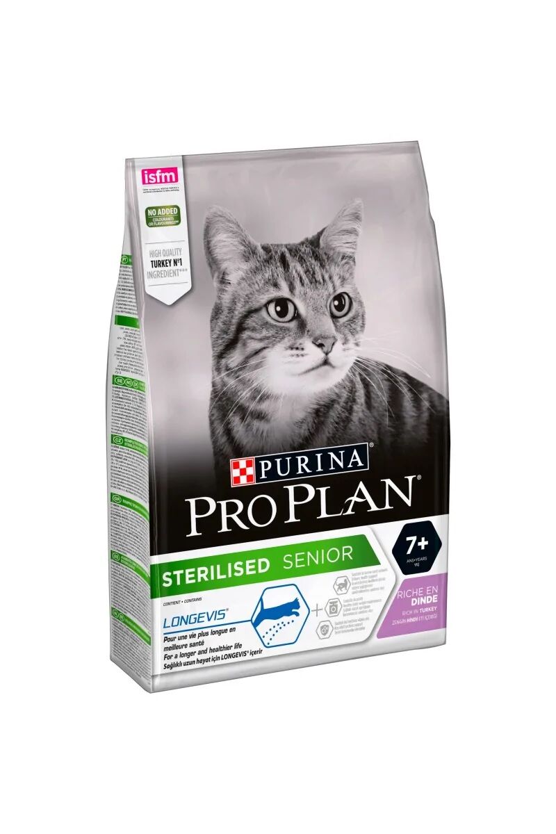 Dieta Natural Gato Pro Plan Feline Adult Sterilised +7 Pavo 3Kg - PURINA