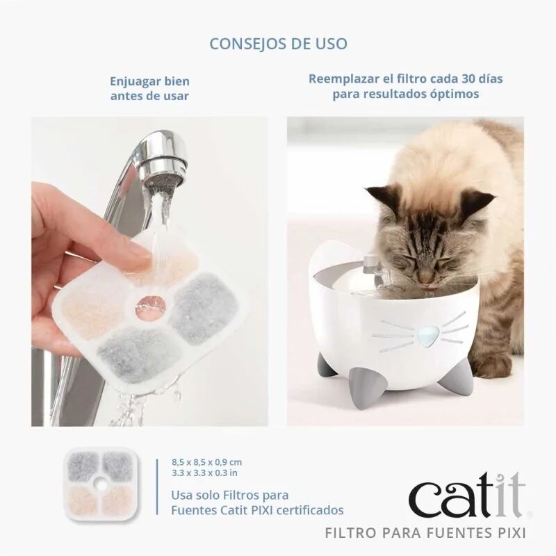 Comederos Y Bebederos Gatos Catit Pixi Filtros Para Fuentes Pack De 3 Uds - CATIT