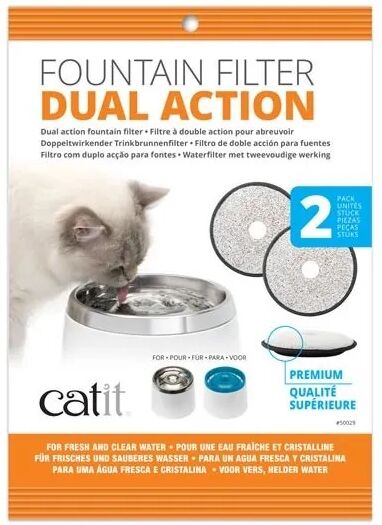 Comederos Y Bebederos Gatos Catit Filtro Doble Acción Fuente Acero Inox 2 Uds - CATIT