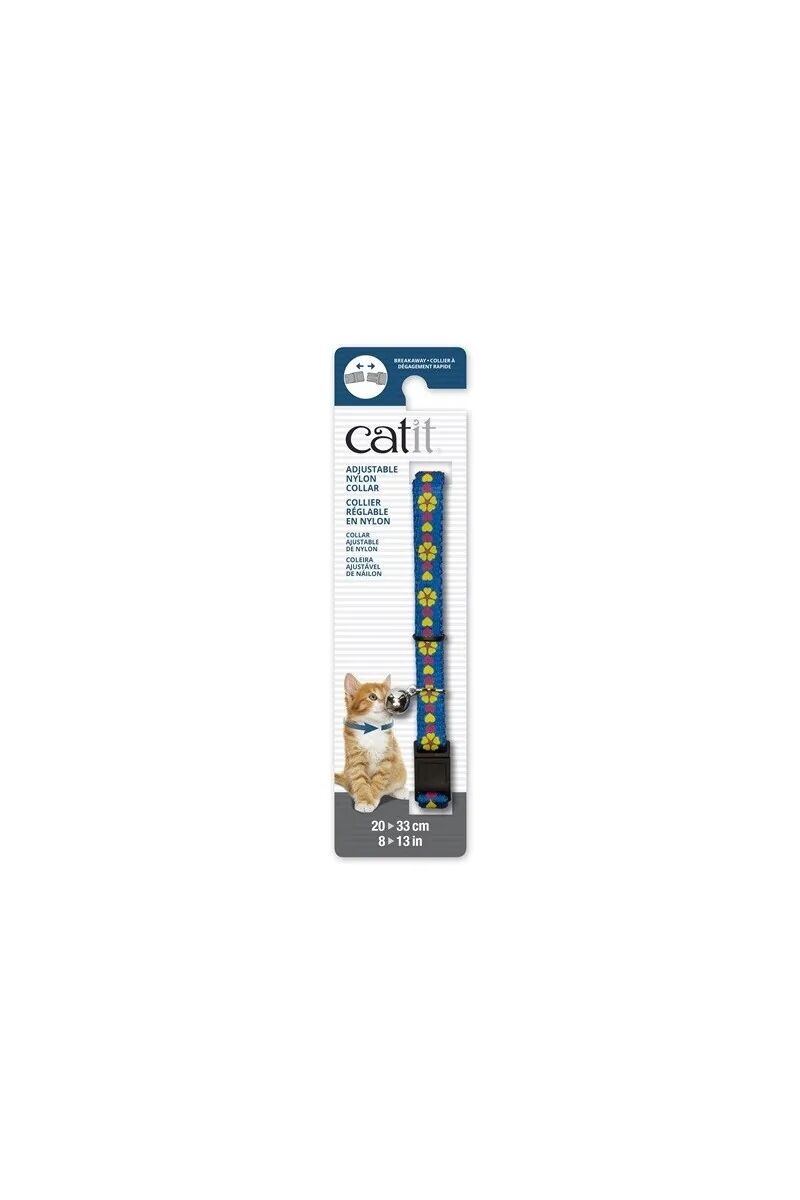 Transporte Gatos Catit Collar Breakaway Azul Con Flores 4,7x1,2x18,1 - CATIT
