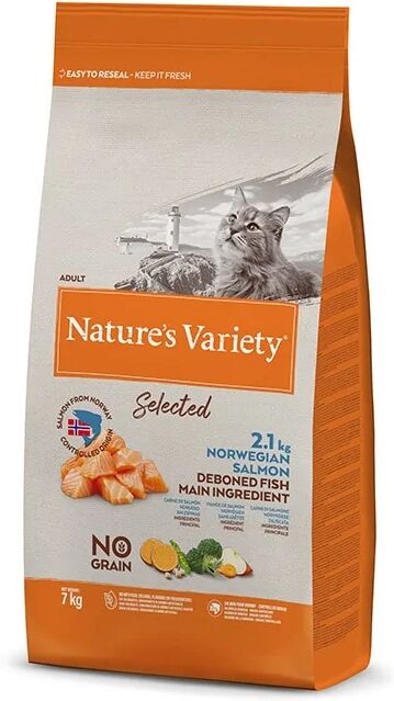 Comida Natural Gato NatureS V Selec Feline Adult Salmon Norueg 7Kg - Natures Variety