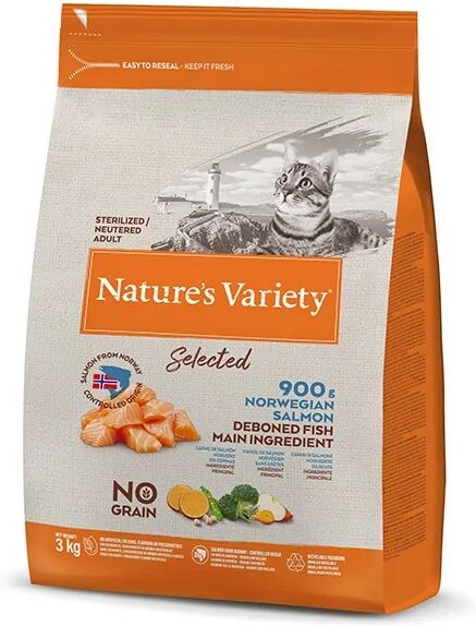 Comida Natural Gato NatureS V Selec Feline Adult Steril Salmon 3Kg - Natures Variety