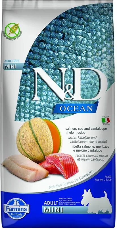 Comida Natural Perro Farmina Nd Dog Ocean Salmon Bacalao Mini 7Kg - FARMINA