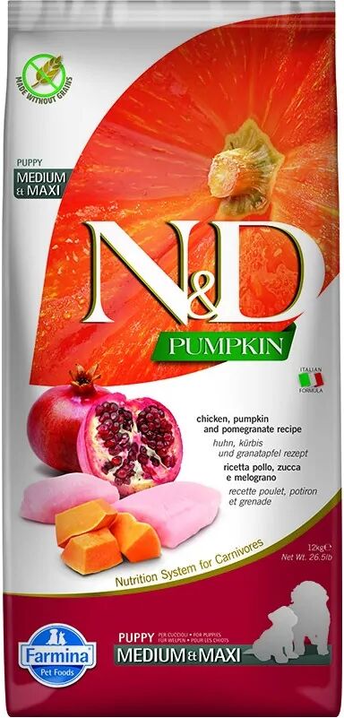 Comida Natural Perro Farmina Nd Dog Puppy Pumpkin Medium Maxi Pollo 12Kg - FARMINA