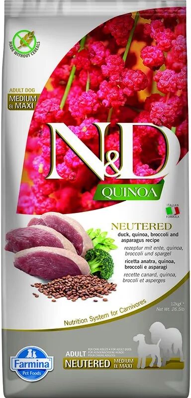 Comida Natural Perro Farmina Nd Dog Quinoa Neutered Pato Medium Maxi 12Kg - FARMINA