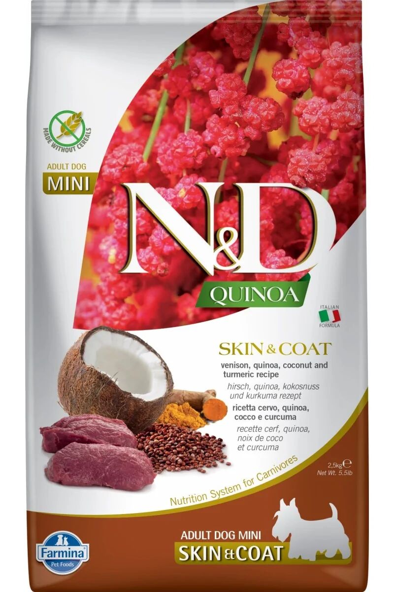 Comida Natural Perro Farmina Nd Dog Quinoa Skin Coat Venado Mini 2,5Kg - FARMINA