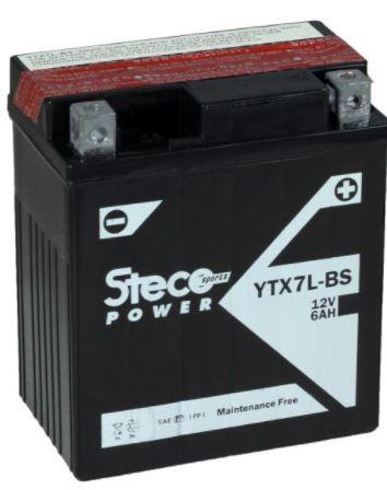 Steco Powersports Batería moto 12.0 6.0 Sin mantenimiento (Ref: YTX7L-BS)