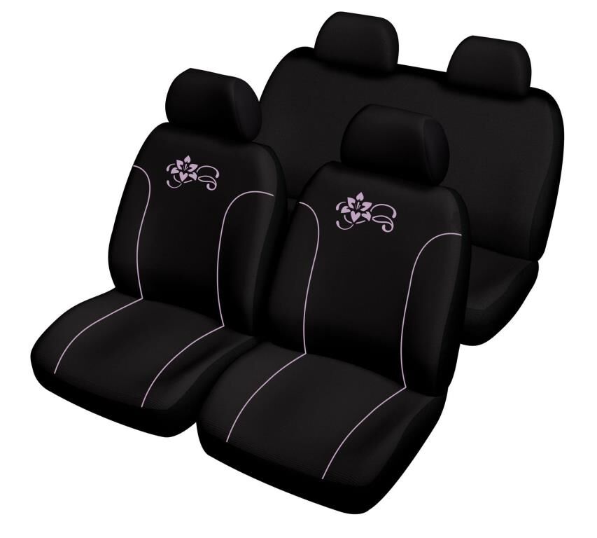 RED SIGN Funda de asiento universal Kit completo : 2 asientos (delanteros) + banqueta fraccionable (trasera) - Poliéster rosa (Ref: 167 875)