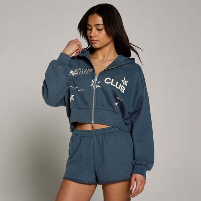 MyProtein Sudadera con capucha y cremallera Move Club Graphic ligera de felpa francesa para mujer de MP - Azul deslavado - XXL MyProtein Sudadera con capucha y cremallera Move Club Graphic ligera de felpa francesa para mujer de MP - Azul deslavado - XXL