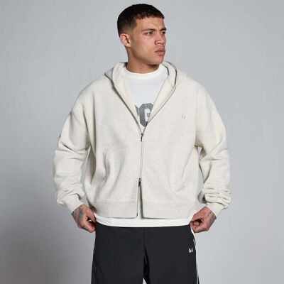 MyProtein Sudadera con capucha oversize Lift de felpa francesa con cremallera de dos vías para hombre de MP - Gris moteado crema - XXXL MyProtein Sudadera con capucha oversize Lift de felpa francesa con cremallera de dos vías para hombre de MP - Gris moteado crema - XXXL