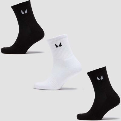 MyProtein MP Unisex Crew Socks (3 Pack) - Black/White - UK 12-14 MyProtein MP Unisex Crew Socks (3 Pack) - Black/White - UK 12-14