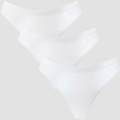 Tanga de talle medio que no deja marcas para mujer de MP (paquete de 3) - Blanco - L Tanga de talle medio que no deja marcas para mujer de MP (paquete de 3) - Blanco - L