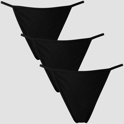 MyProtein Tanga de talle medio para mujer de MP (paquete de 3) - Negro - M MyProtein Tanga de talle medio para mujer de MP (paquete de 3) - Negro - M