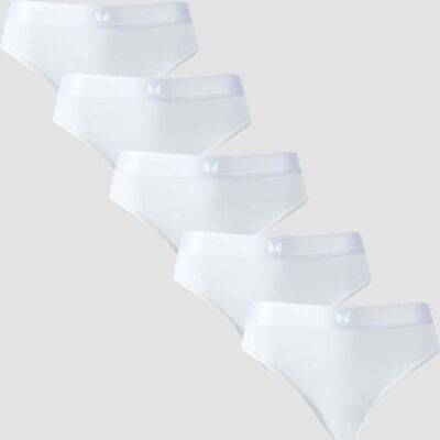 MyProtein Braguita de bikini de talle medio para mujer de MP (paquete de 5) - Blanco - XL MyProtein Braguita de bikini de talle medio para mujer de MP (paquete de 5) - Blanco - XL