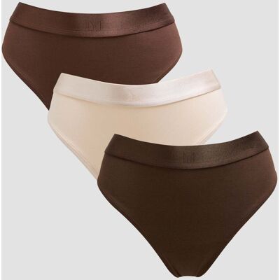 MyProtein Tanga de talle medio para mujer de MP (paquete de 3) - Chocolate intenso/marrón/crema cálido - XS MyProtein Tanga de talle medio para mujer de MP (paquete de 3) - Chocolate intenso/marrón/crema cálido - XS