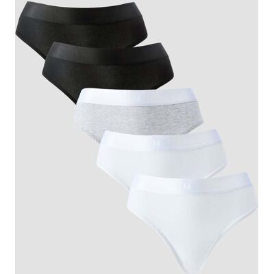 MyProtein Tanga de talle medio para mujer de MP (paquete de 5) - Blanco/negro/gris jaspeado - S MyProtein Tanga de talle medio para mujer de MP (paquete de 5) - Blanco/negro/gris jaspeado - S
