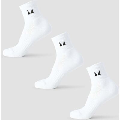 MyProtein Calcetines tobilleros de correr de MP (paquete de 3 pares) - Blancos - UK 12-14 MyProtein Calcetines tobilleros de correr de MP (paquete de 3 pares) - Blancos - UK 12-14