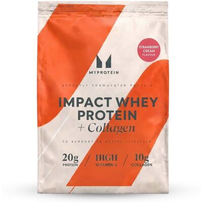 MyProtein Impact Whey Protein + Colágeno - 360g - 15raciones - Crema de Fresas MyProtein Impact Whey Protein + Colágeno - 360g - 15raciones - Crema de Fresas