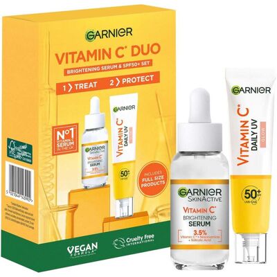 Garnier Vitamin C Brightening Serum & Glow UV Fluid SPF 50+ Face Duo Set Garnier Vitamin C Brightening Serum & Glow UV Fluid SPF 50+ Face Duo Set