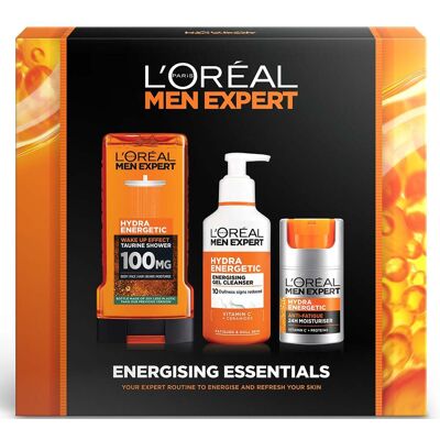 L'Oréal Paris Men Expert Energising Essentials Gift Set: Shower Gel, Cleanser and Moisturiser Complete Grooming Trio L'Oréal Paris Men Expert Energising Essentials Gift Set: Shower Gel, Cleanser and Moisturiser Complete Grooming Trio