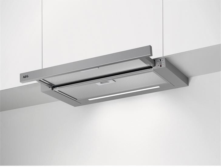 AEG dpe5660m campana extraíble «edge» de 60 cm de la serie 6000 con panel frontal incluido control mecánico 3 niveles de potenci