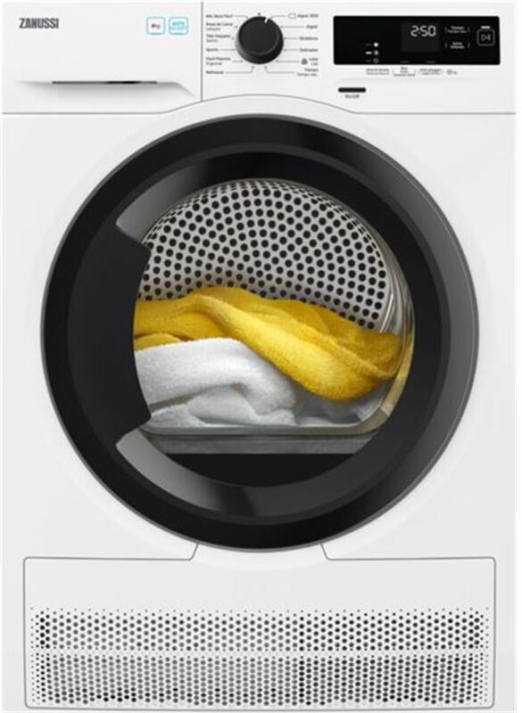 Zanussi zdhk286h secadora de bomba de calor con sistema autoadjust de 8 kg, display xl, plan