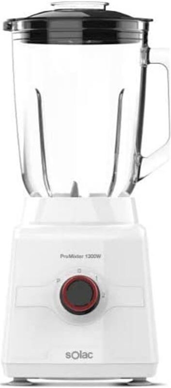 Solac bv5729 batidora vaso promixter 1.5l 1300w blanca jarra cristal