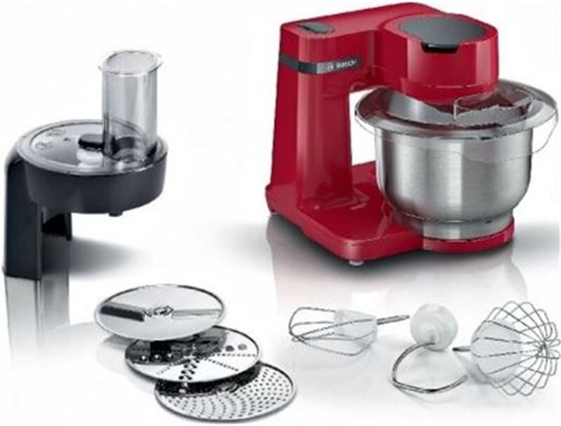 Bosch mums2er01 robot de cocina mum serie 2/ 700w/ capacidad 3.8l/ rojo/ 7 accesorios