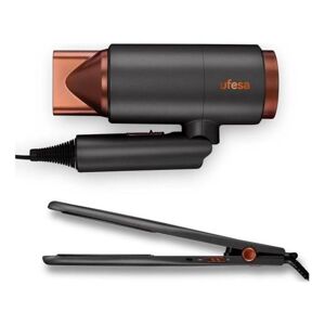 Ufesa 60305630 secador de pelo de viaje + plancha de pelo + neceser negro