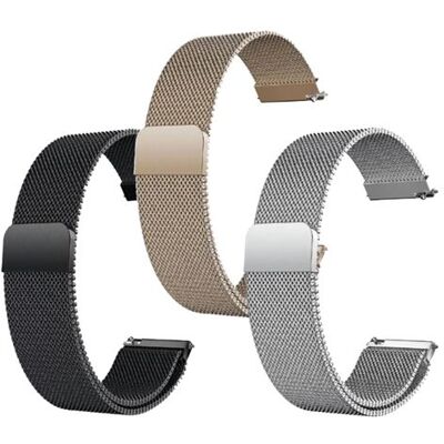 Pack De 3 Correas Friendly Milanesa Oro, Plata Y Negro Para Watch Universal 22mm Pack De 3 Correas Friendly Milanesa Oro, Plata Y Negro Para Watch Universal 22mm