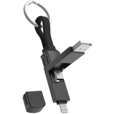 Cable De Carga Llavero Multiconector Muvit For Change (tipo C, Usb-a,8-pin) Negro Cable De Carga Llavero Multiconector Muvit For Change (tipo C, Usb-a,8-pin) Negro